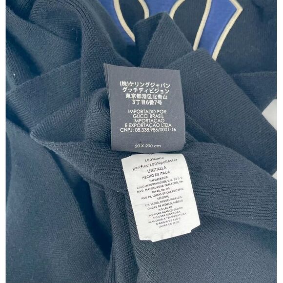 Gucci NY Yankee Black Wool Scarf With Multicolor Gems - Picture 11 of 11